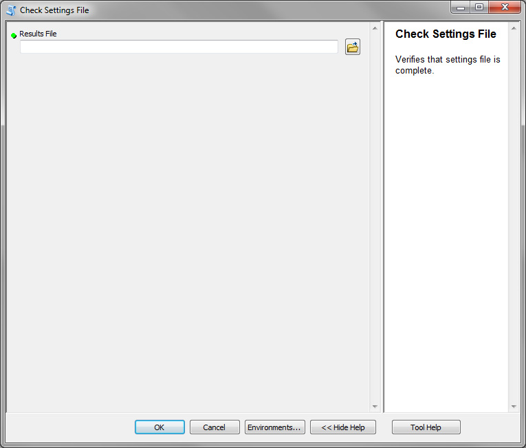 Check Settings File dialog box