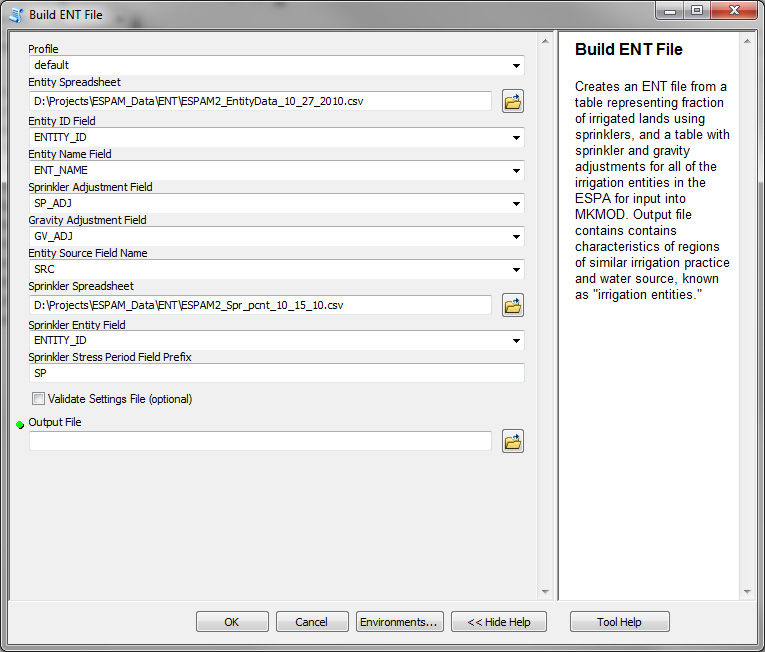 Build an ENT file dialog box