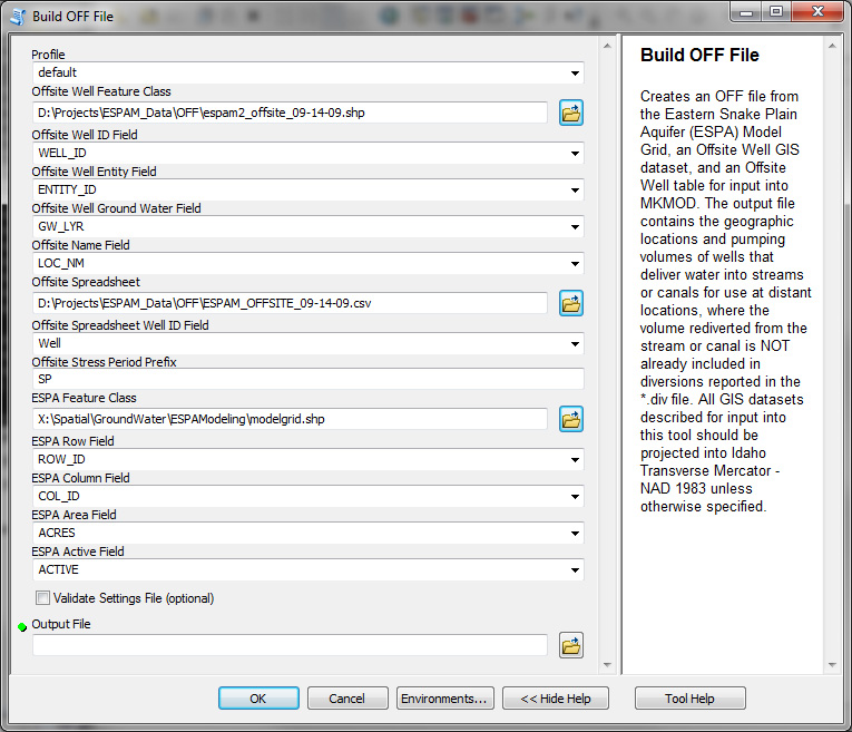 Build an OFF file dialog box