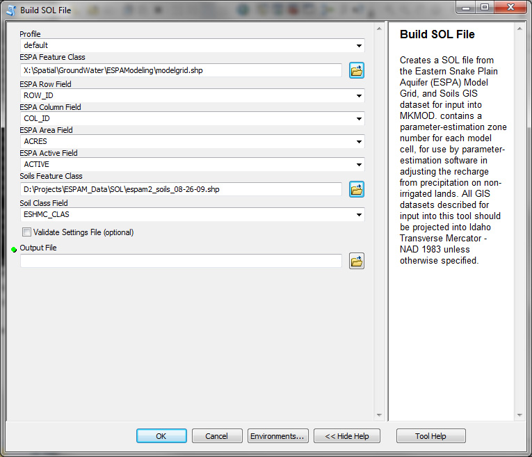 Build a SOL file dialog box